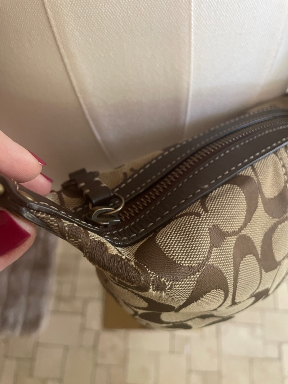 Coach Brown Signature Canvas Crossbody with Dark Brown Trim As Is - Picture 12 of 15